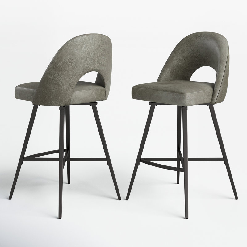 Mercury Row® Etna Swivel Upholstered Counter Stool with Metal Frame